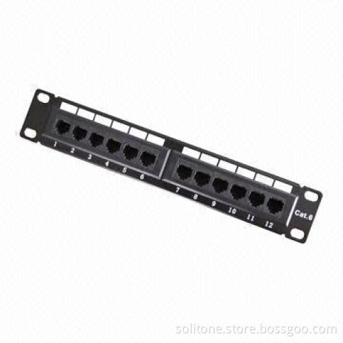 Cat6 UTP Patch Panel with 12-port, 110/Dual Use IDC Type, Easy to Install